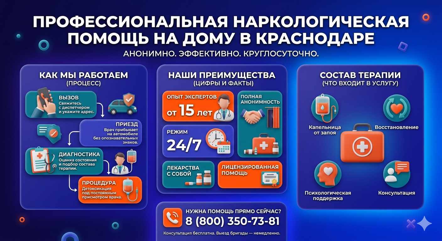 Инфографика о принципах лечения алкоголизма на дому в Гомеле: этапы вызова нарколога, преимущества анонимной детоксикации и состав медицинской помощи.